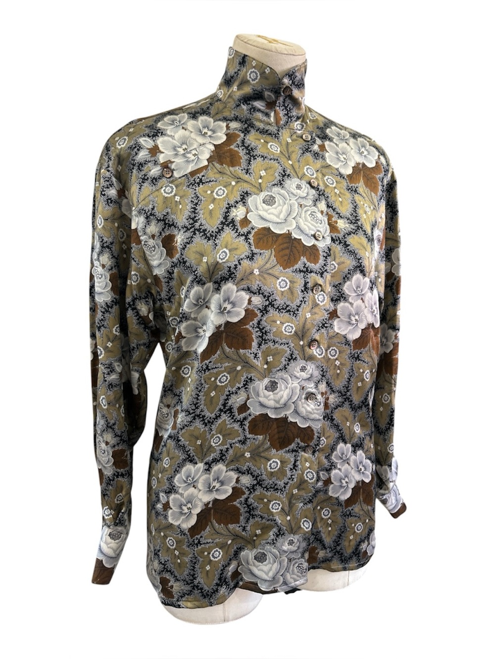 Vintage 80’s Escada silk floral high neck blouse size 6